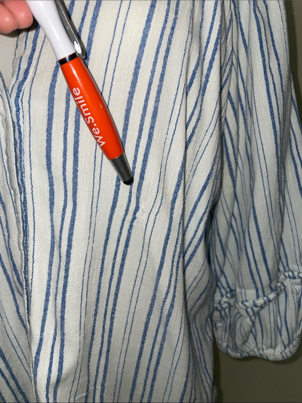 Apiece Apart Striped White and Blue Women's Tunic | XL *Small repaired flaw* - Picture 6 of 7